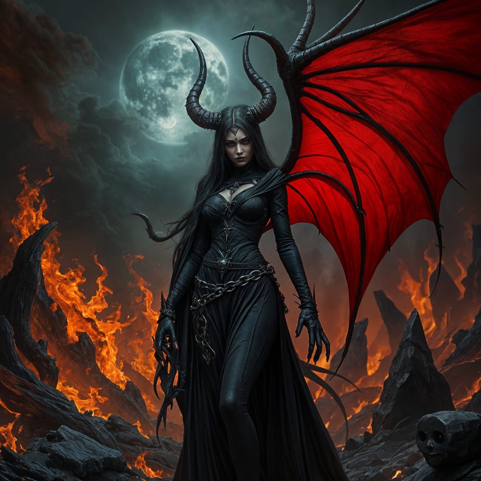 Sultry Demoness in Seductive Pose