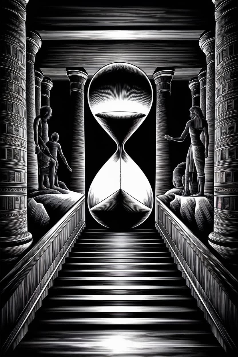 Egyptian God Heh in Surreal Noir Style