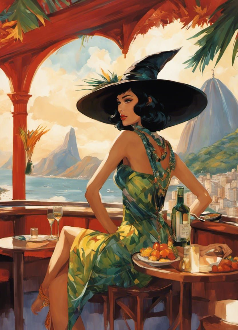 Brazilian Witch at Copacabana Restaurant, Digital Art