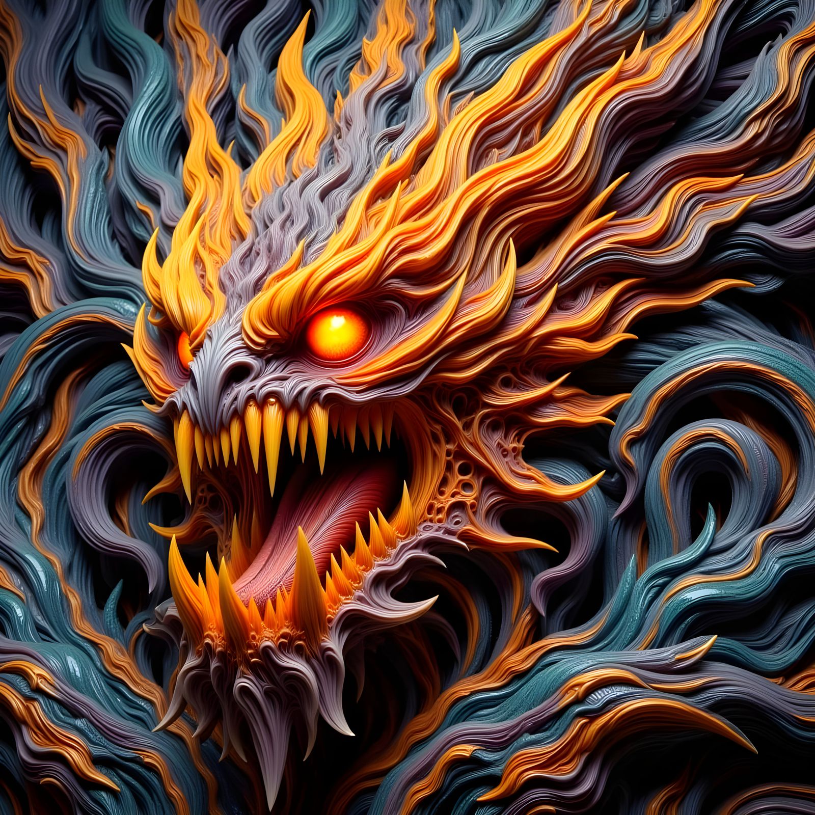 Serpent-like Creature in Glass Mosaic