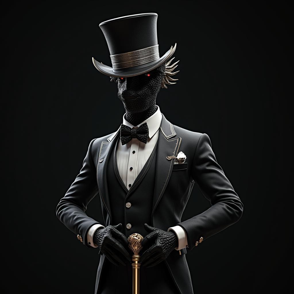 Dragonborn in Tuxedo: Refined Anime-Style Digital Art