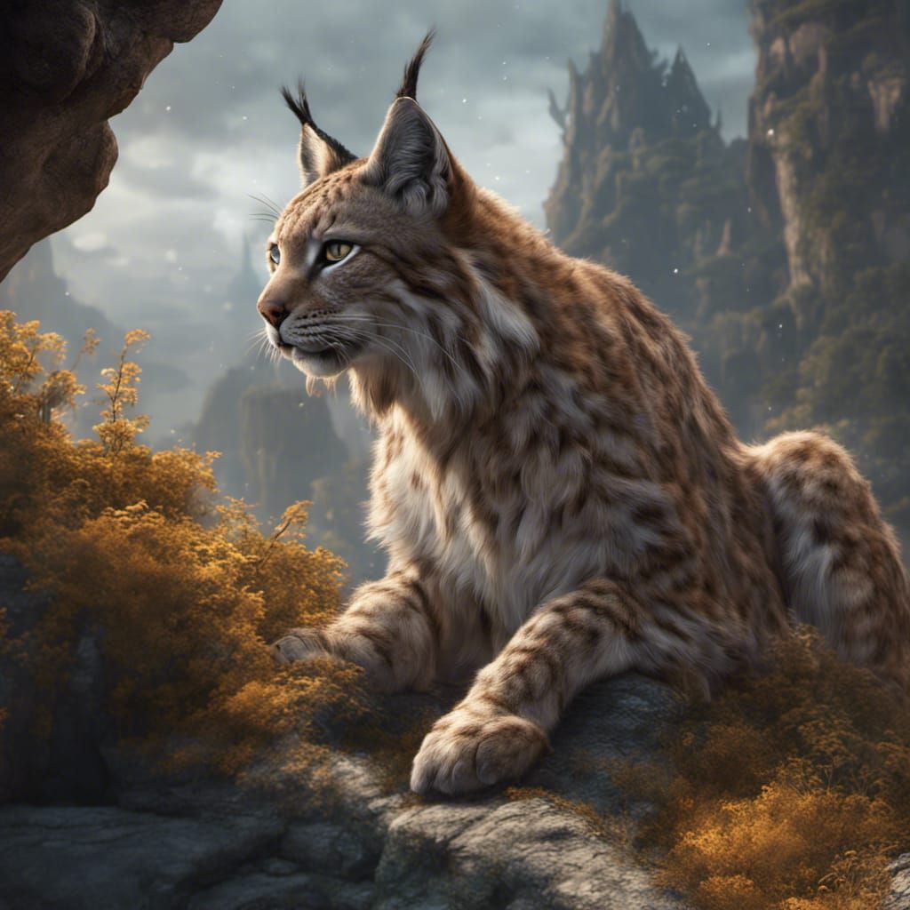 Detailed Lynx Portrait in Fantasy Concept Art Style