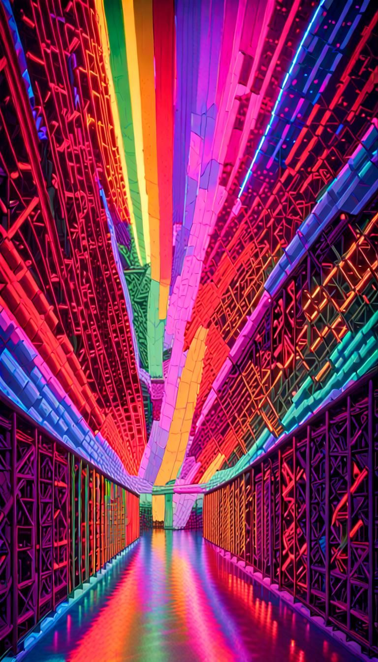 Psychedelic 3D Self-Portrait in Neon Rainbow Colors