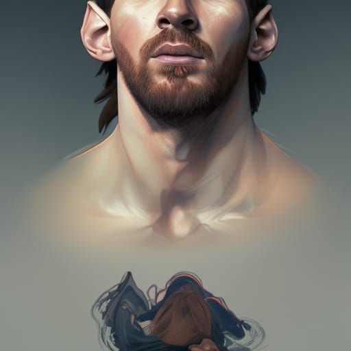 Messi Portrait in Artgerm and Mucha Style