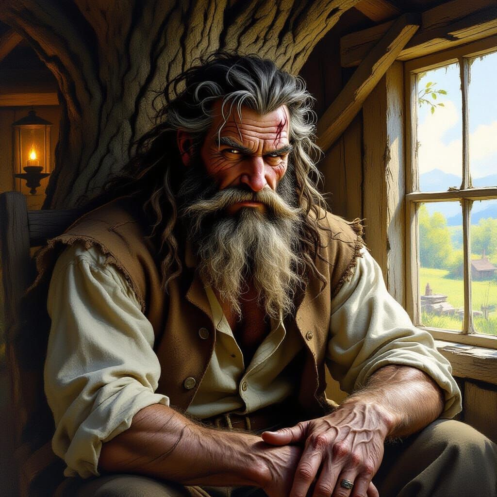 Wild Man Lucius Wolfe Carved From Oak Tree