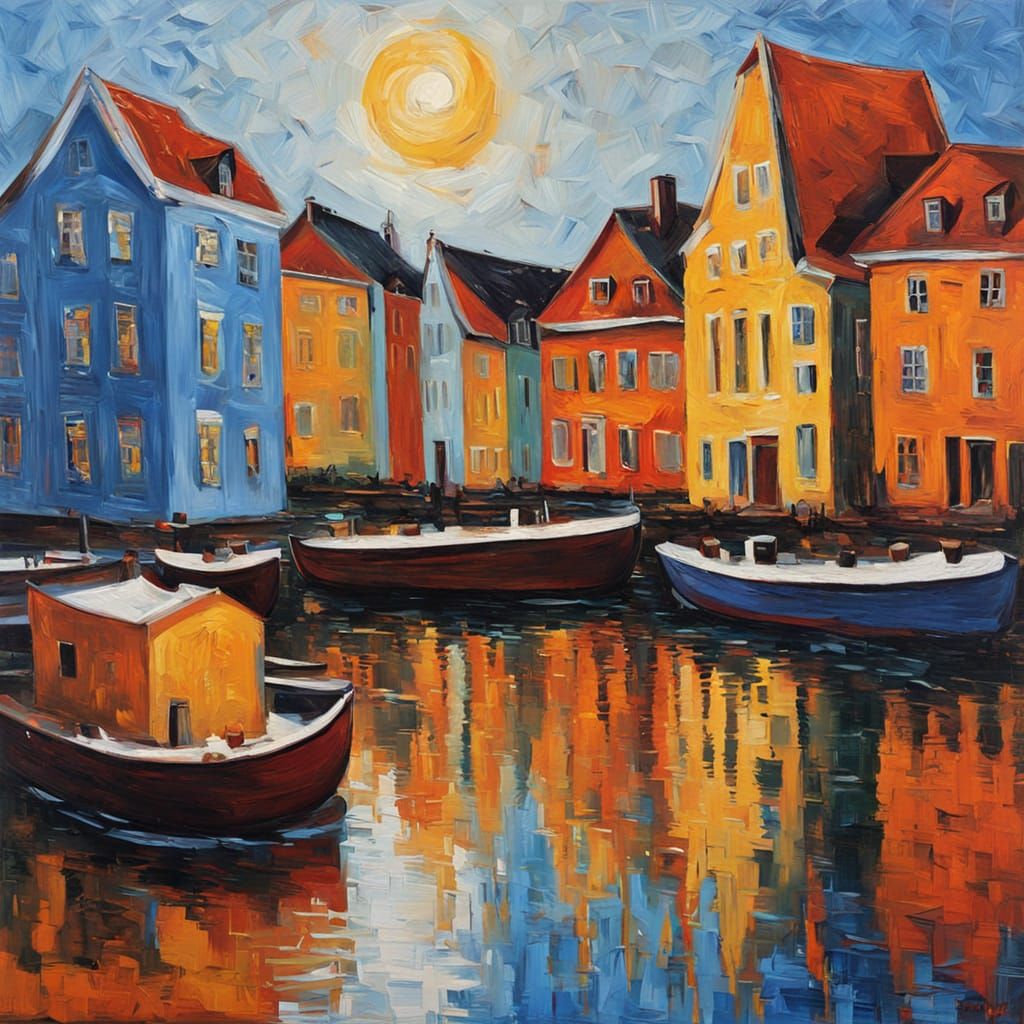 Vibrant Oslo Buildings in Neo-Impressionist Style