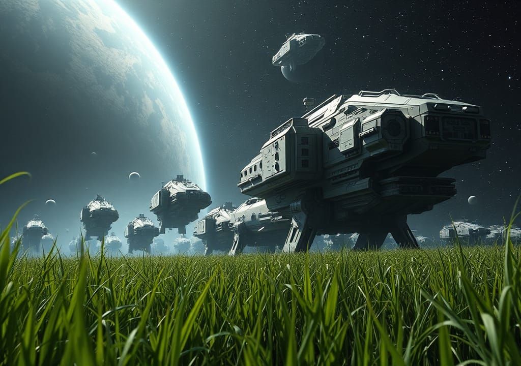 Colossal Space Armada Emerges into Starry Expanse