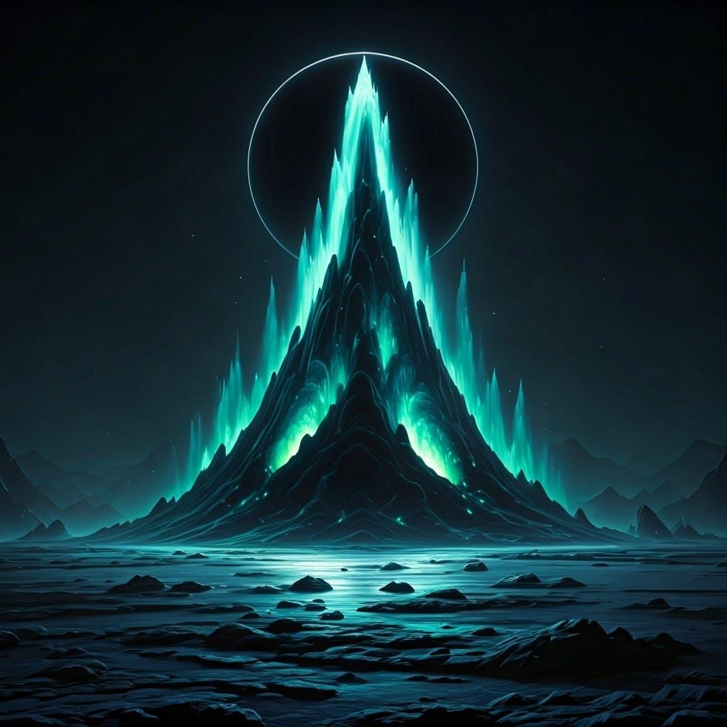 Ethereal Geyser Erupts Under Black Moon