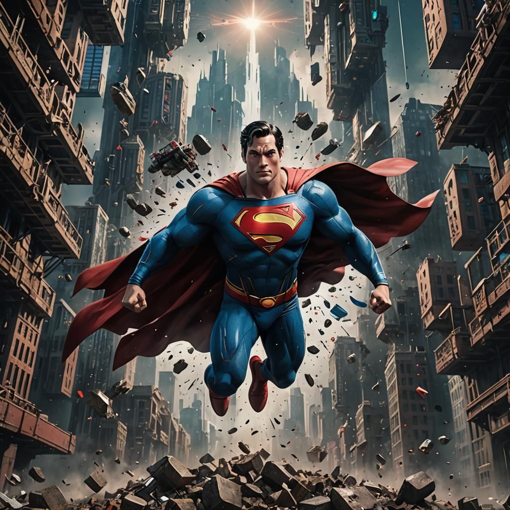 Superman Lifts the Universe: Detailed Matte Painting