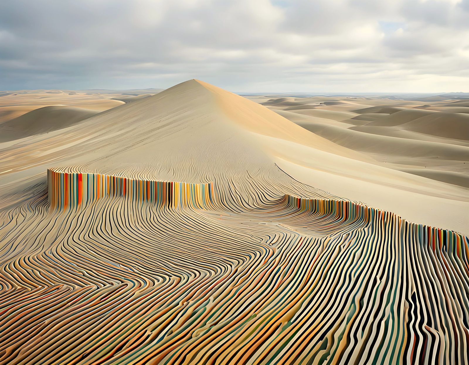 Vibrant Sand Dunes in Geometric Patterns
