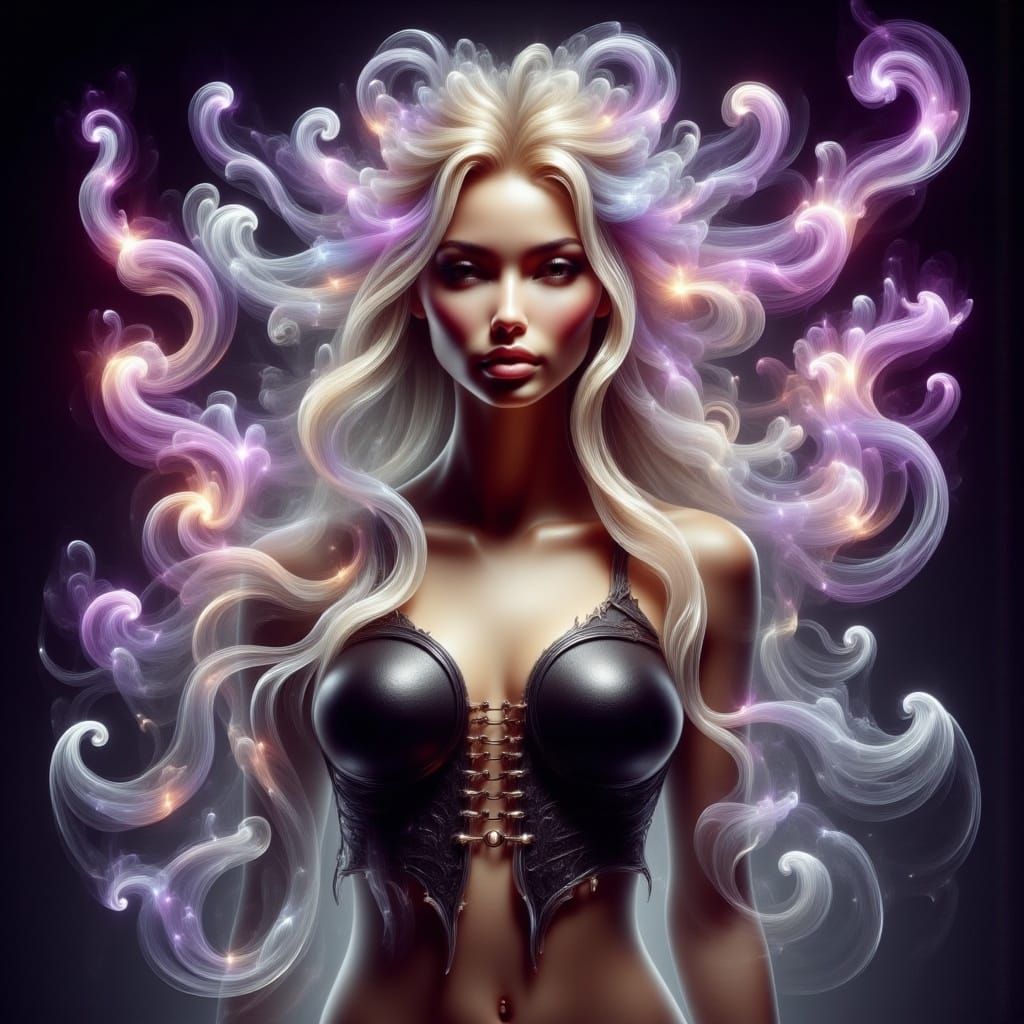 Sorceress of Enchanted Beauty in a Cyberpunk Aesthetic