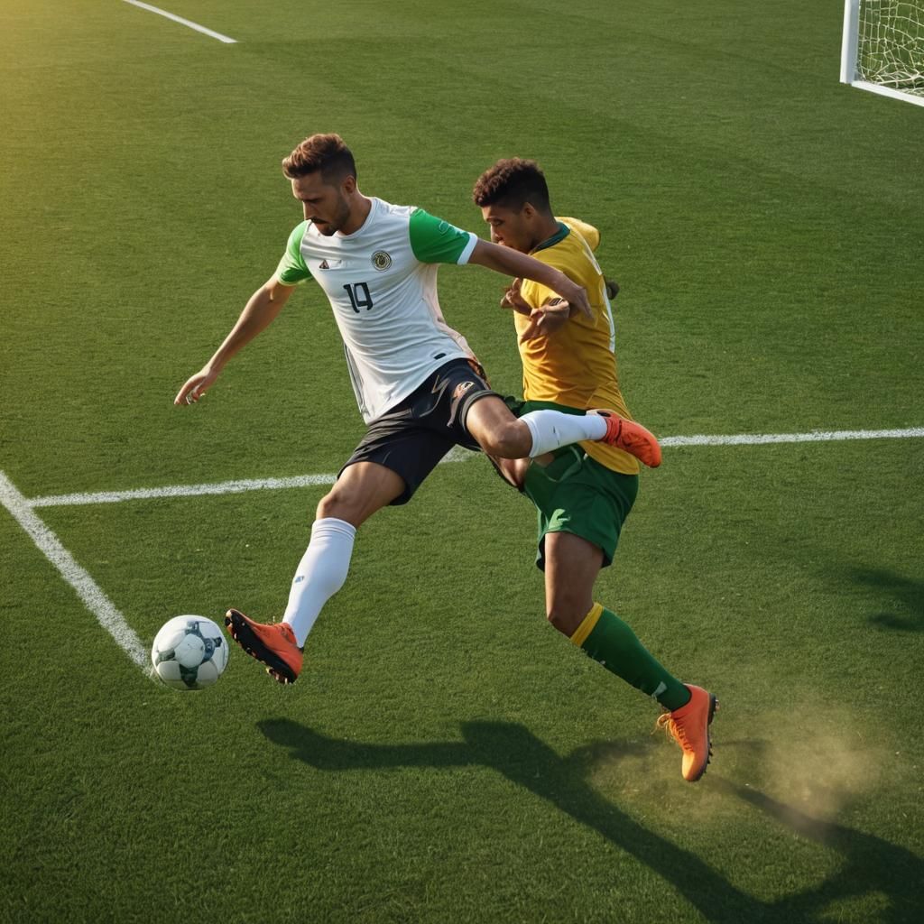Soccer Player Kicking Ball in Stadium: Fantasy Art