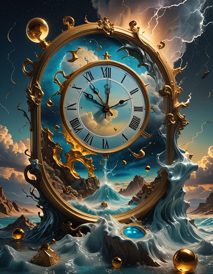 Surreal Melting Clock: A Dalí-esque Fantasy