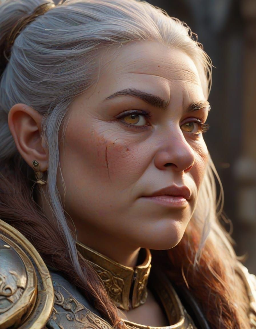 Battle-Scarred Dwarf Portrait in High Fantasy Style