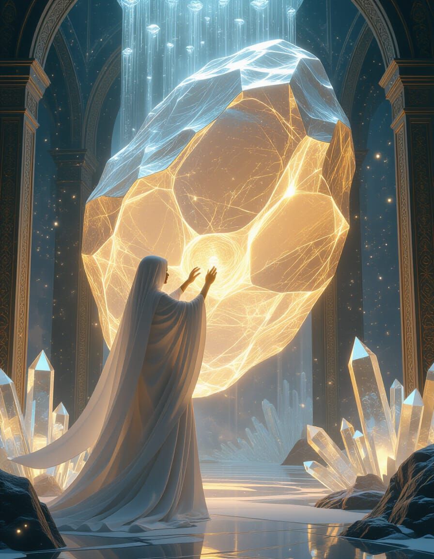 Celestial Goddess Carved From Asteroid in Art Nouveau Style