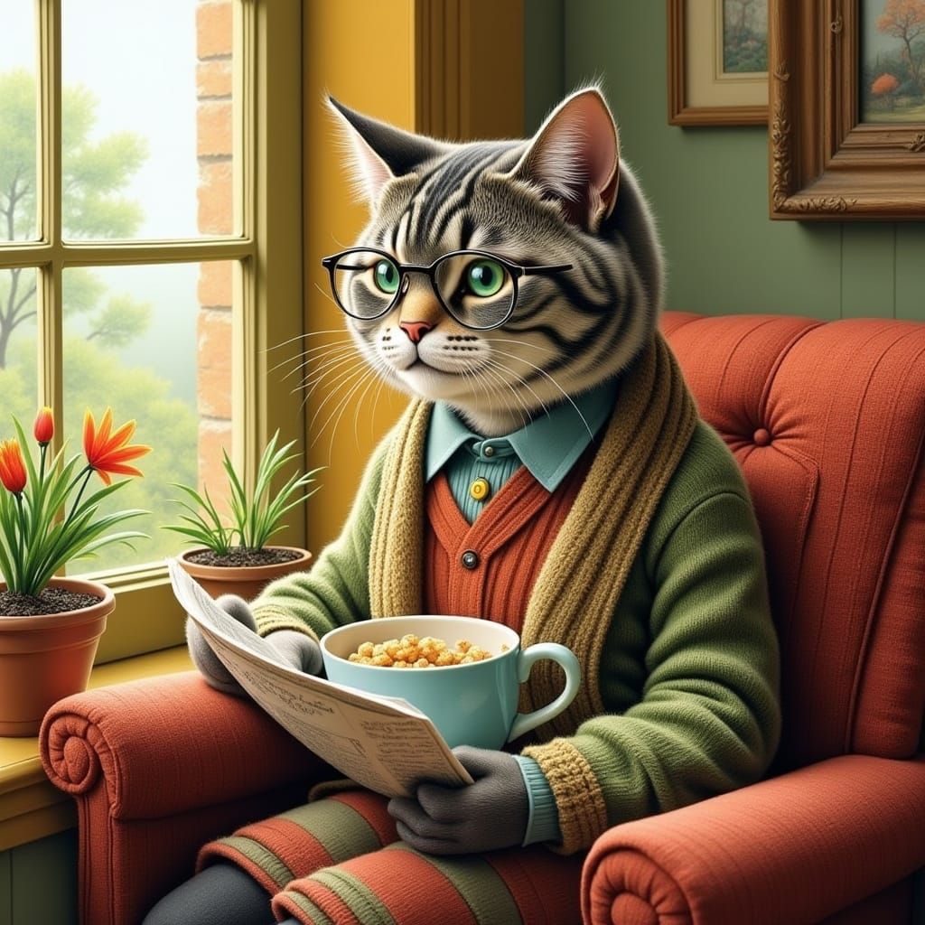 Boomer Cat in Beatrix Potter Style