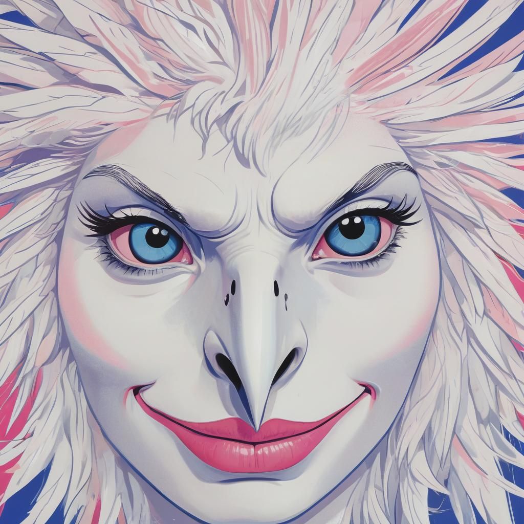 Pop Art Hawk Portrait in Roy Lichtenstein Style