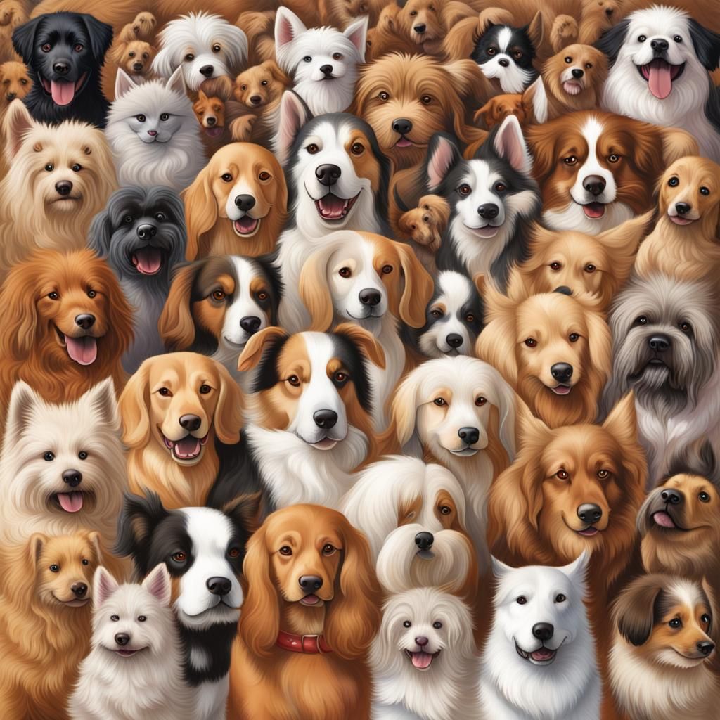 Image of One Hundred Dogs Generated by AI
