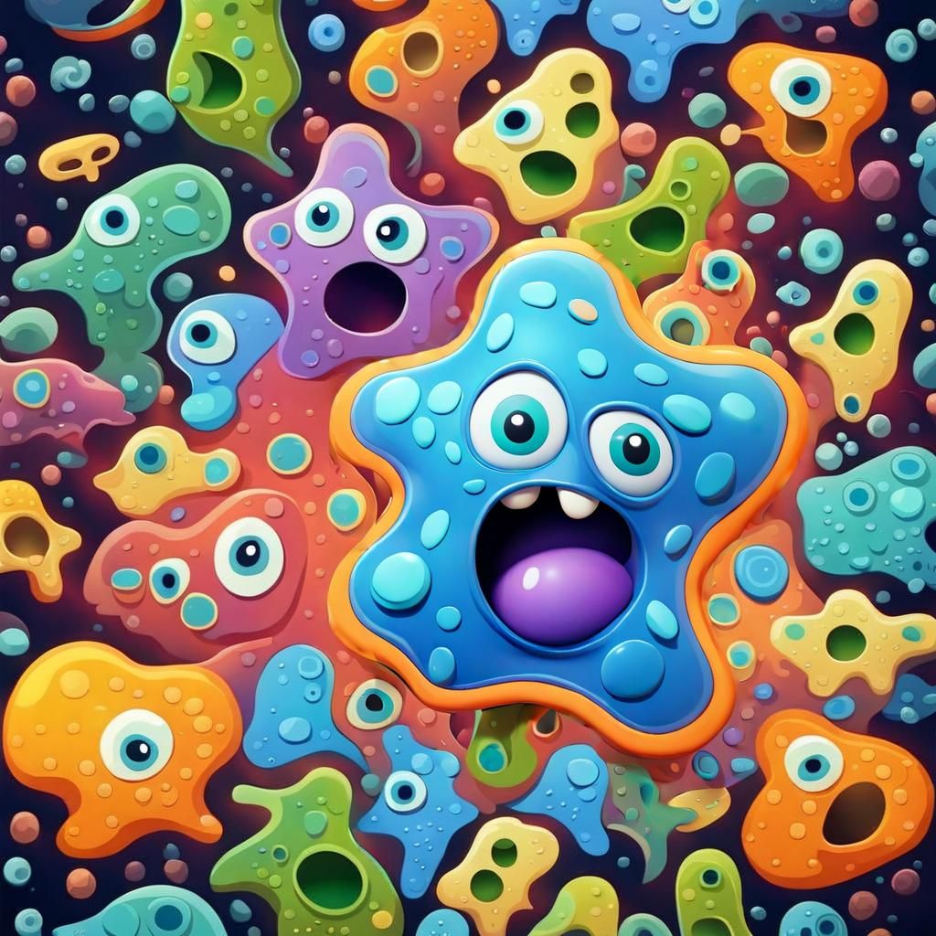 Colorful Amoeba Goes to School: Pixar-style 3D Art