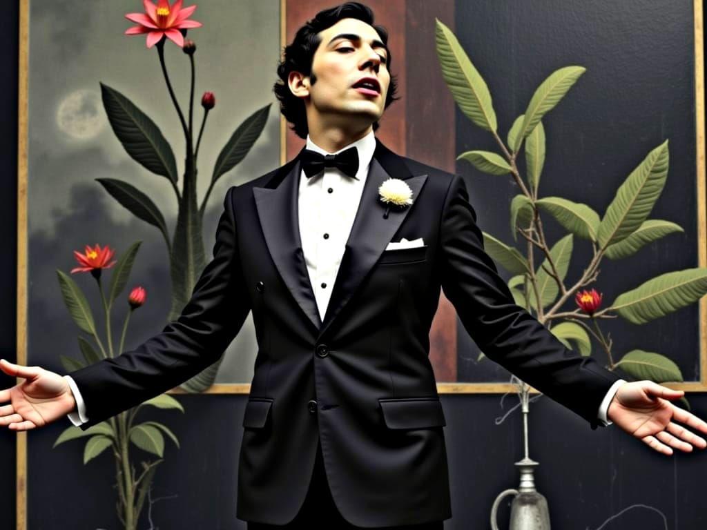 Tom Jones Croons in Art Deco Floral Garden