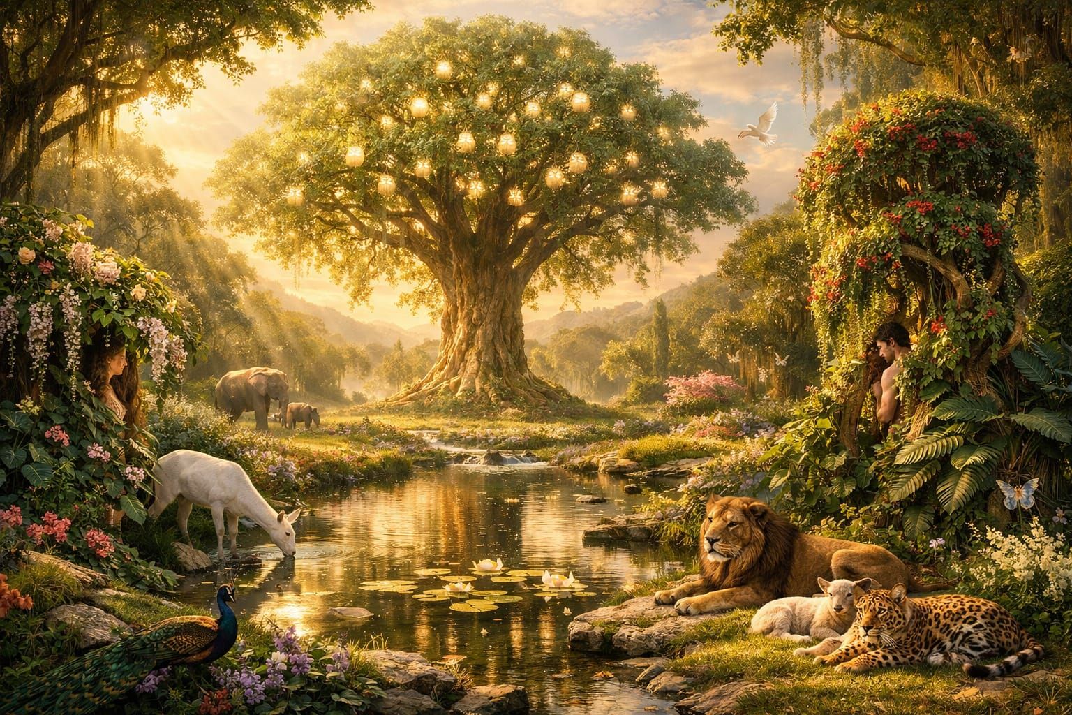 Divine Garden of Eden at Creation, Breathtaking Masterpiece