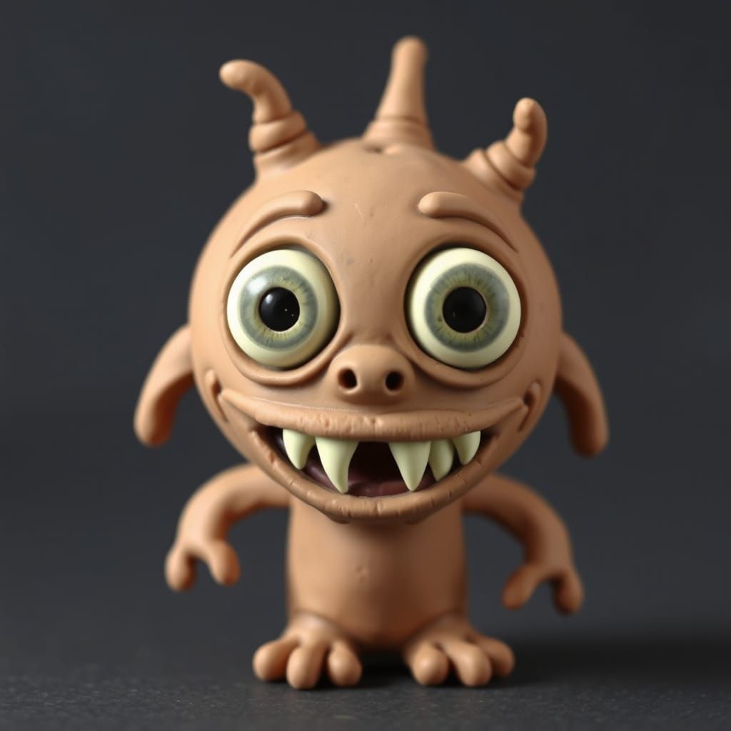Whimsical Clay Monster Figure in Miyazaki Style