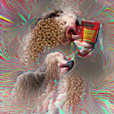 Poodle with Food