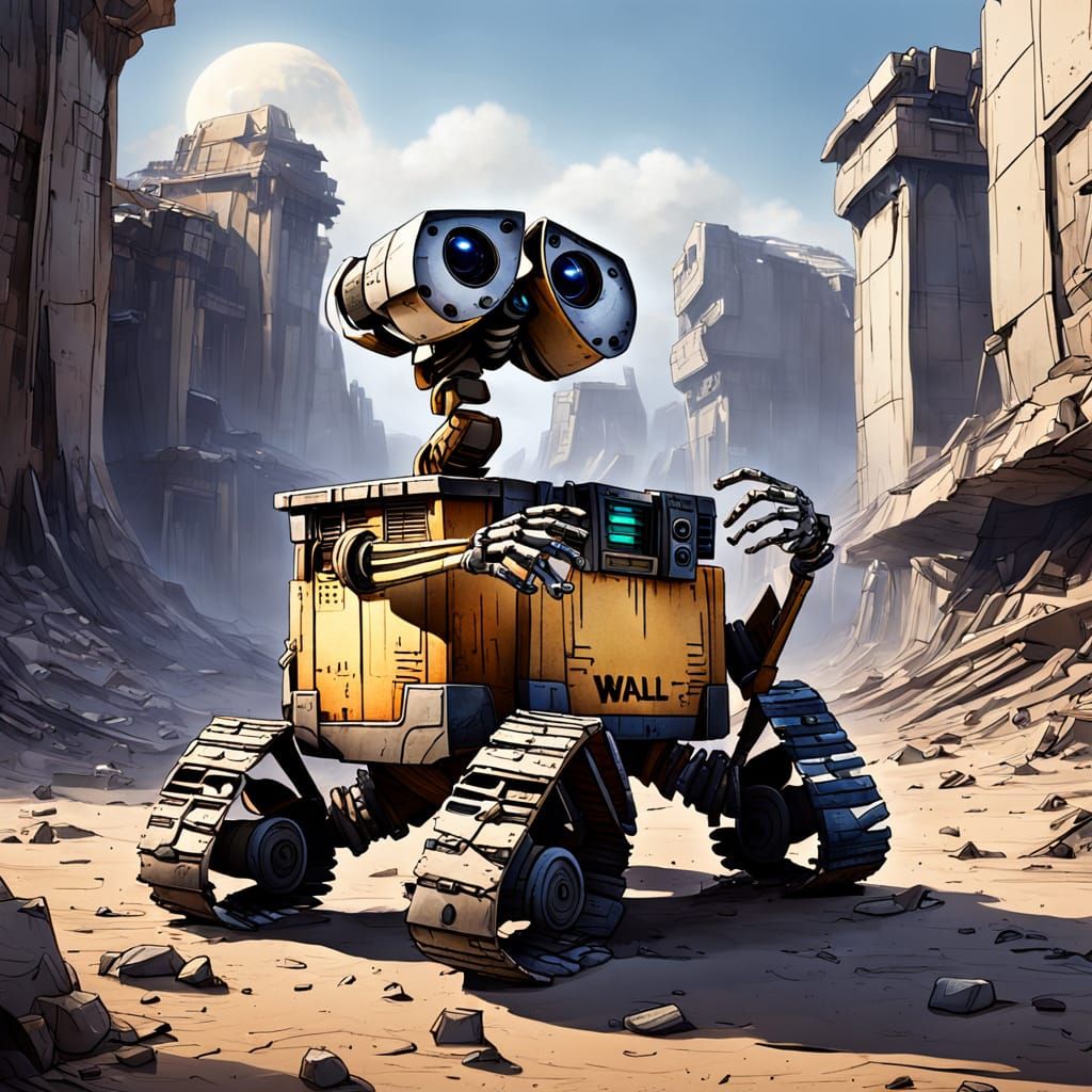 Wall-E's Skeleton on an Abandoned Planet