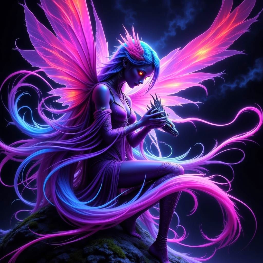 Spectral Fairy in Neon Surrealism