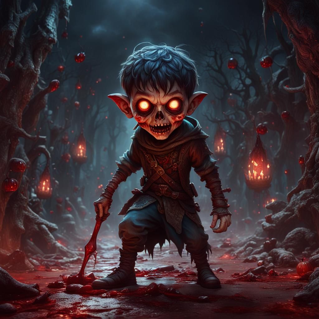 Scary Vampire Boy: Detailed Fantasy Art