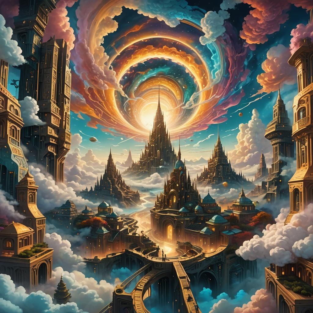 Surreal City in Clouds Reveals Psychedelic Realm