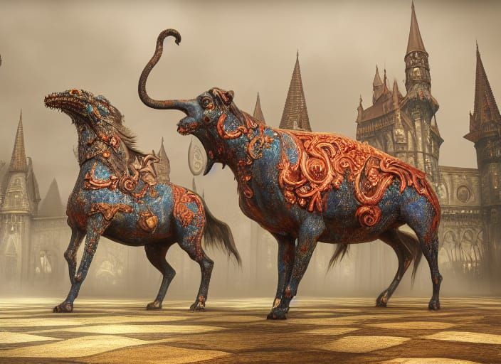 Gothic Circus Carousel: Detailed Matte Painting