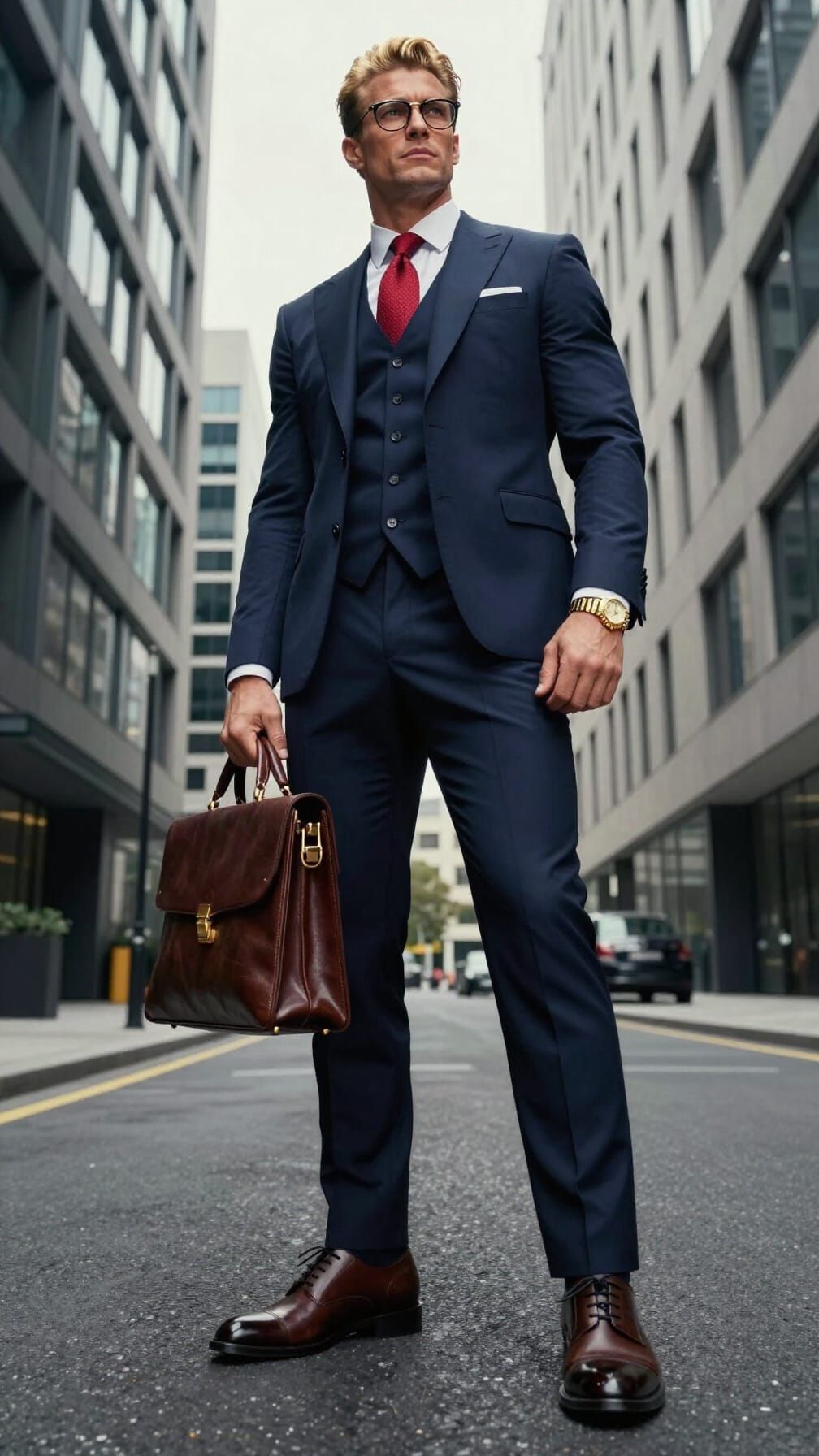 Man in Power Suit on Street