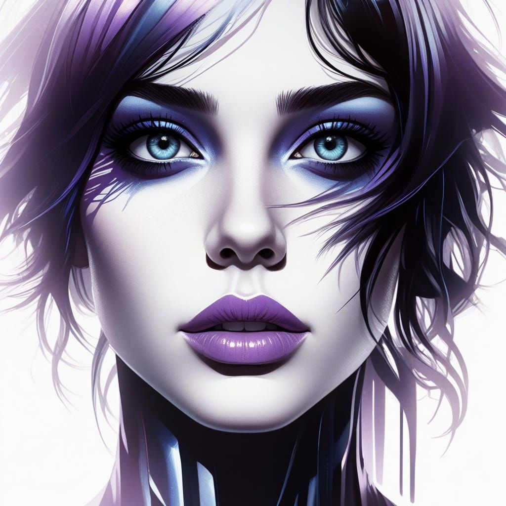Hyper-Realistic Sci-Fi Portrait with Electric Blue and Purpl...