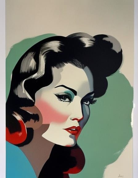 Watercolor Portrait of Sharon Stone in Pin-Up Style