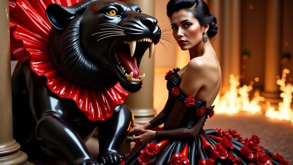 Stunning Portrait of a Woman in a Fiery Setting