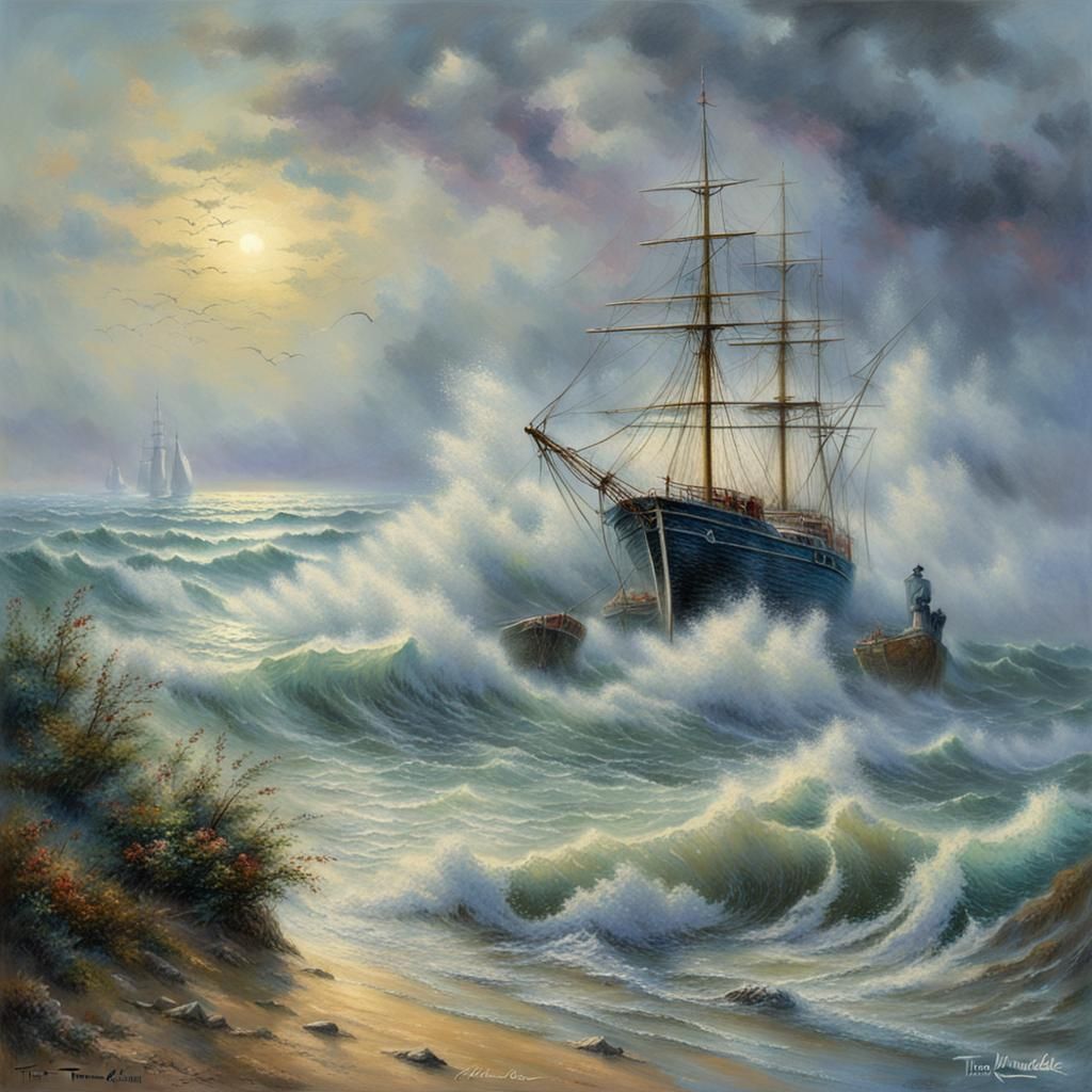 Stormy Day at Sea with Foaming Waves