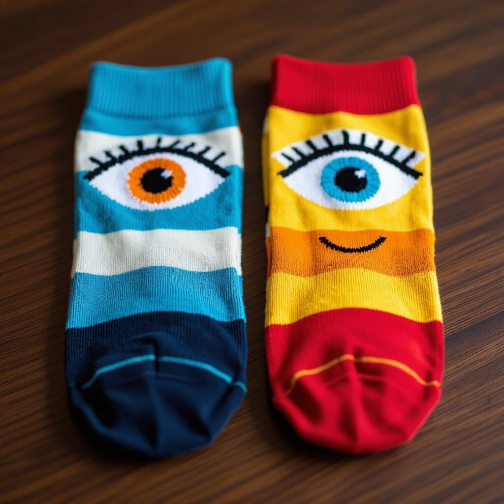Playful Socks with Eyes: A Whimsical Image