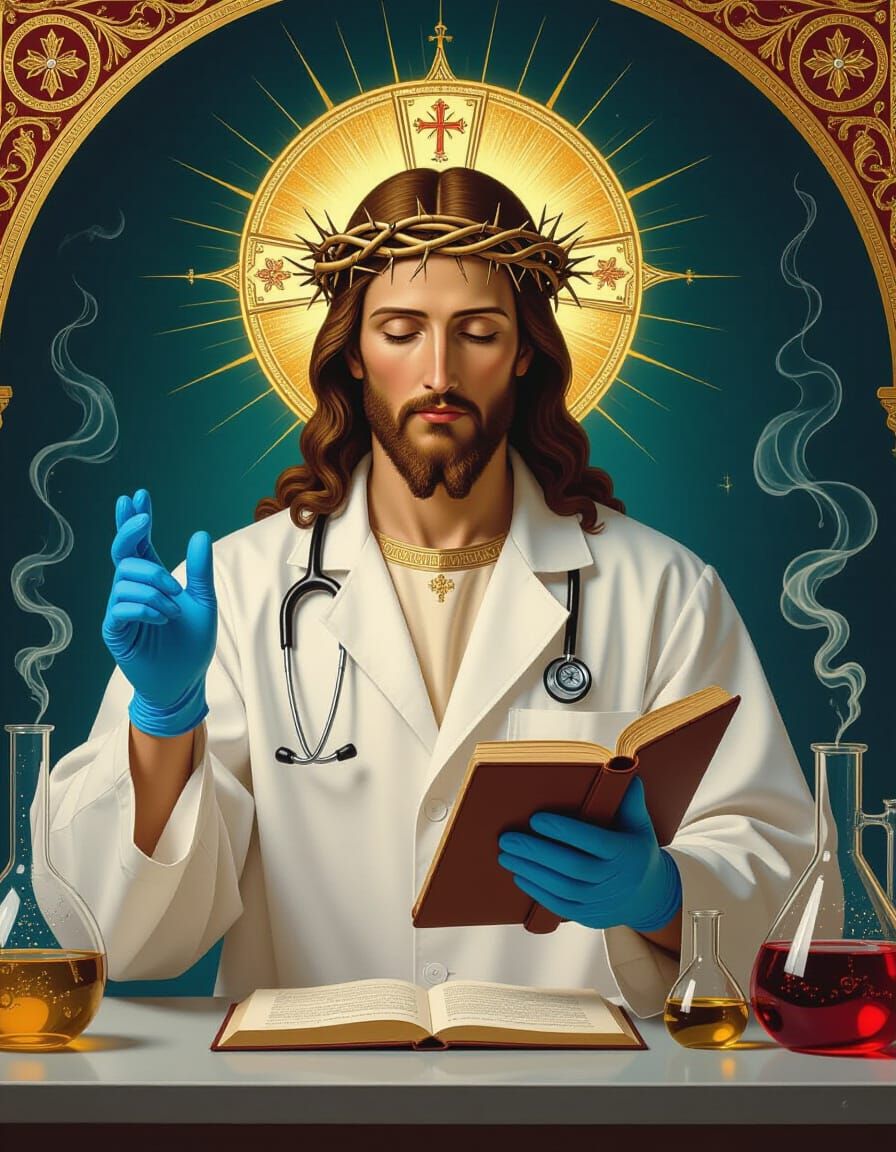 Jesus Christ as Scientist in Orthodox Iconography Style