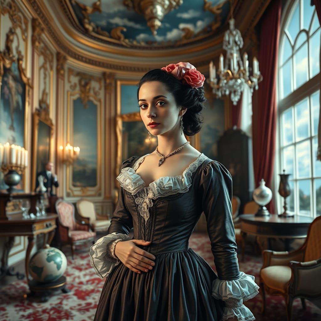 Surreal Ballroom Scene in 18th Century Style