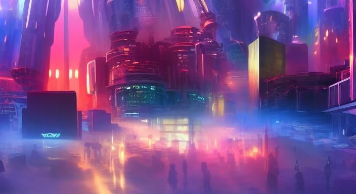 Futuristic City in Post-Scarcity Civilization