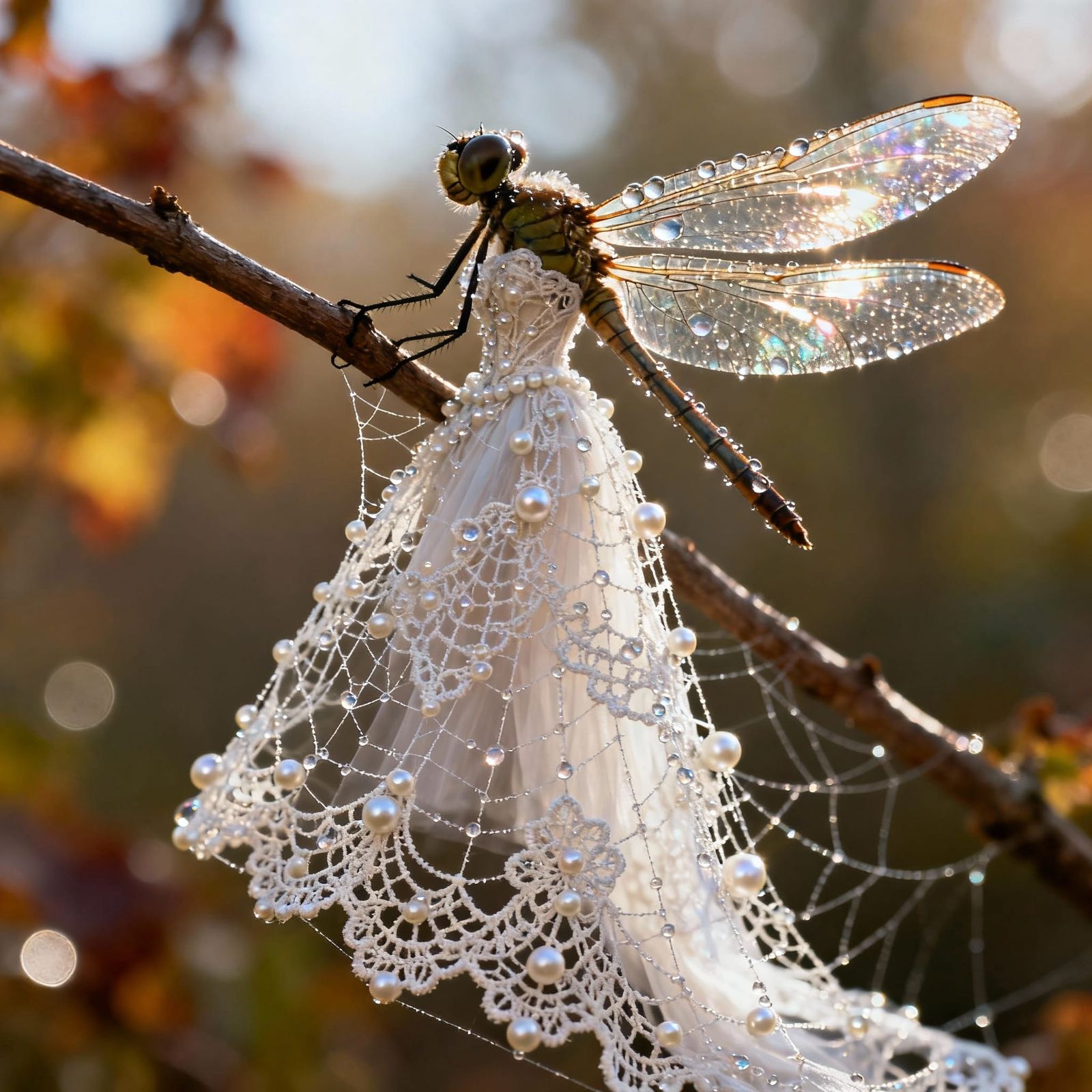 Dragonfly Bride in Spider Web Dress