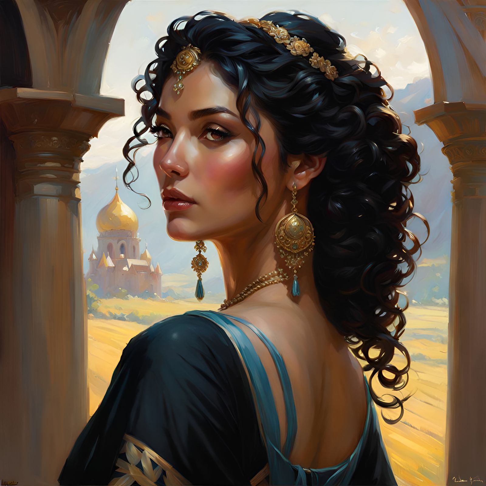 Gorgeous Woman Portrait in Classical Art Style