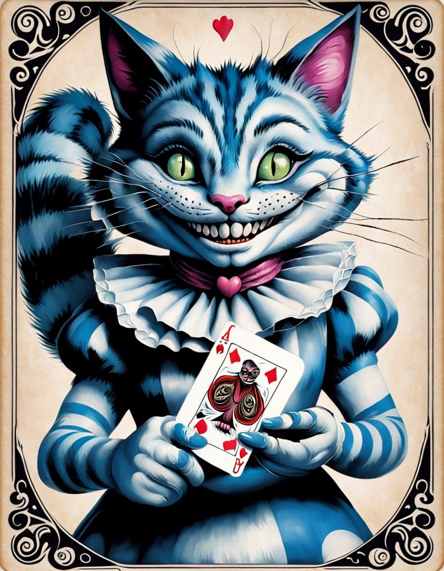 Alice in Wonderland Playing Card with Cheshire Cat
