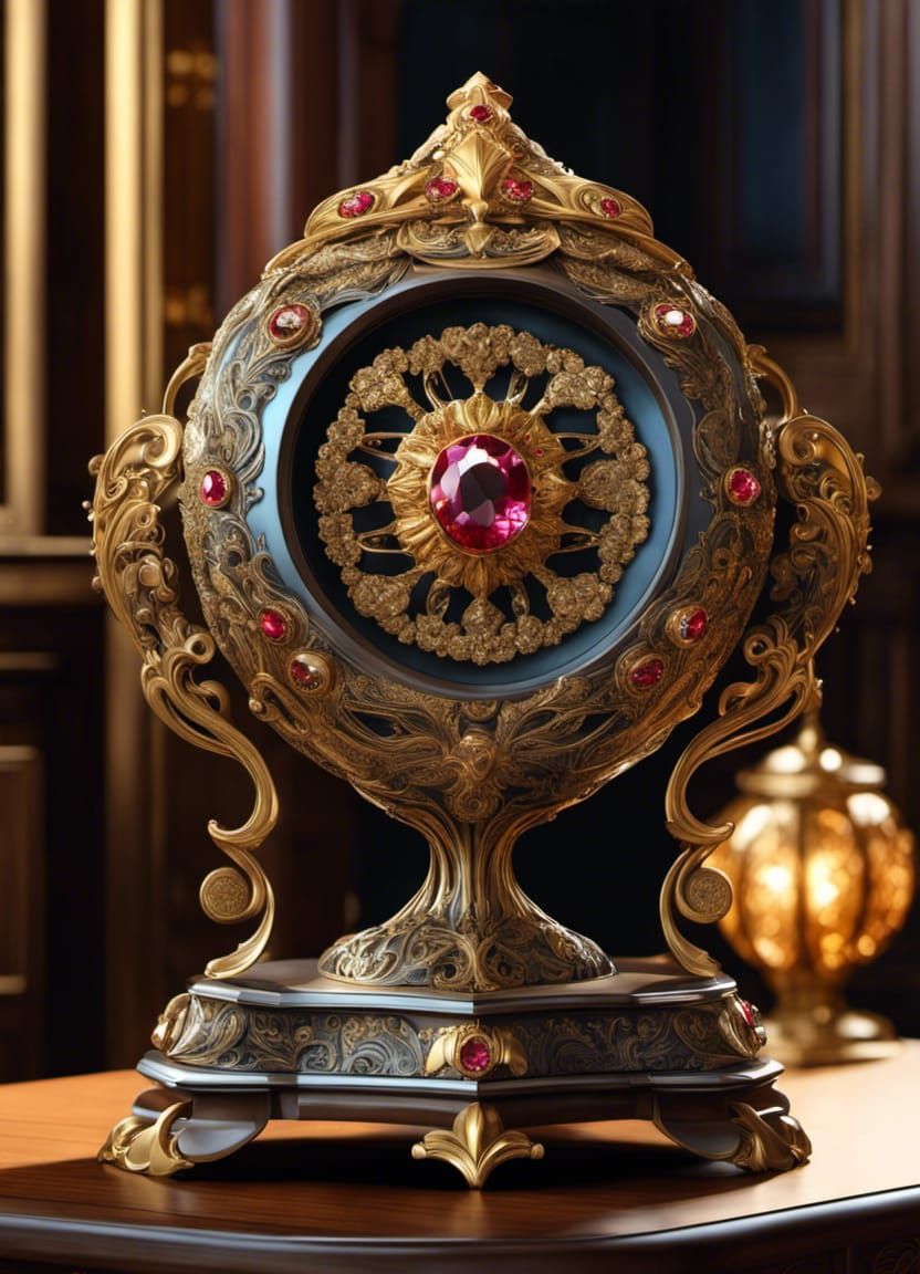 Ornate Jewel-Encrusted Trophy in Art Nouveau Style