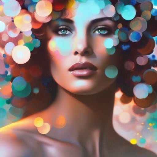 Beautiful Woman Portrait with Nebula, Speed Painting Style