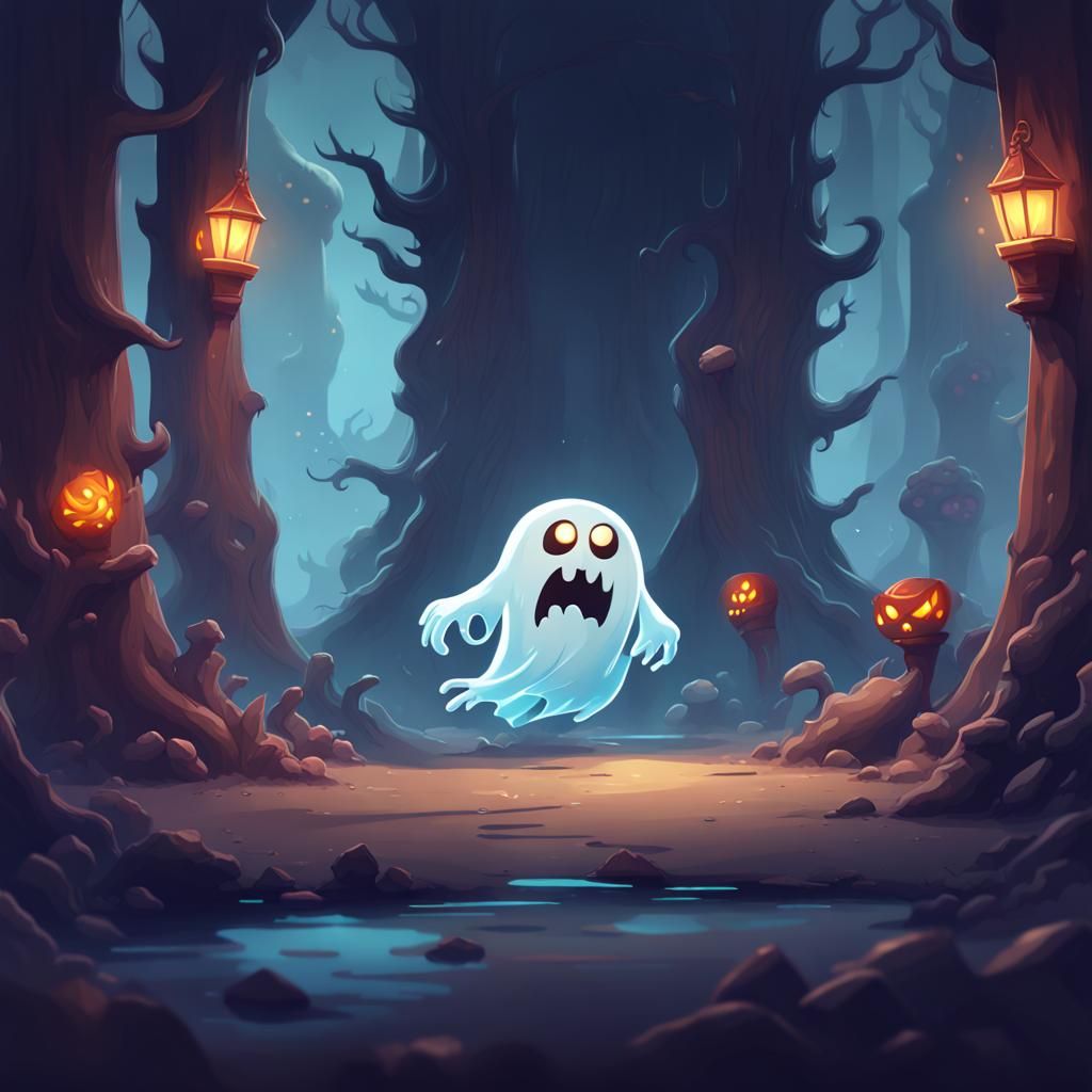 Angry Ghost Game Sprite in 2D Style
