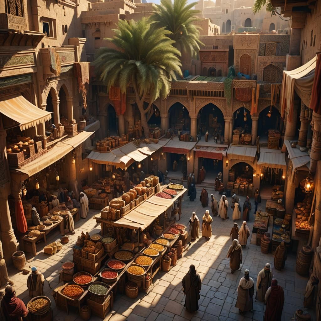 Ancient Arab Marketplace Concept Art