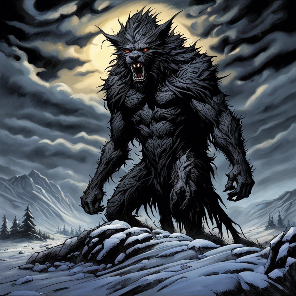 Eerie Gothic Werewolf with Crown of Thorns