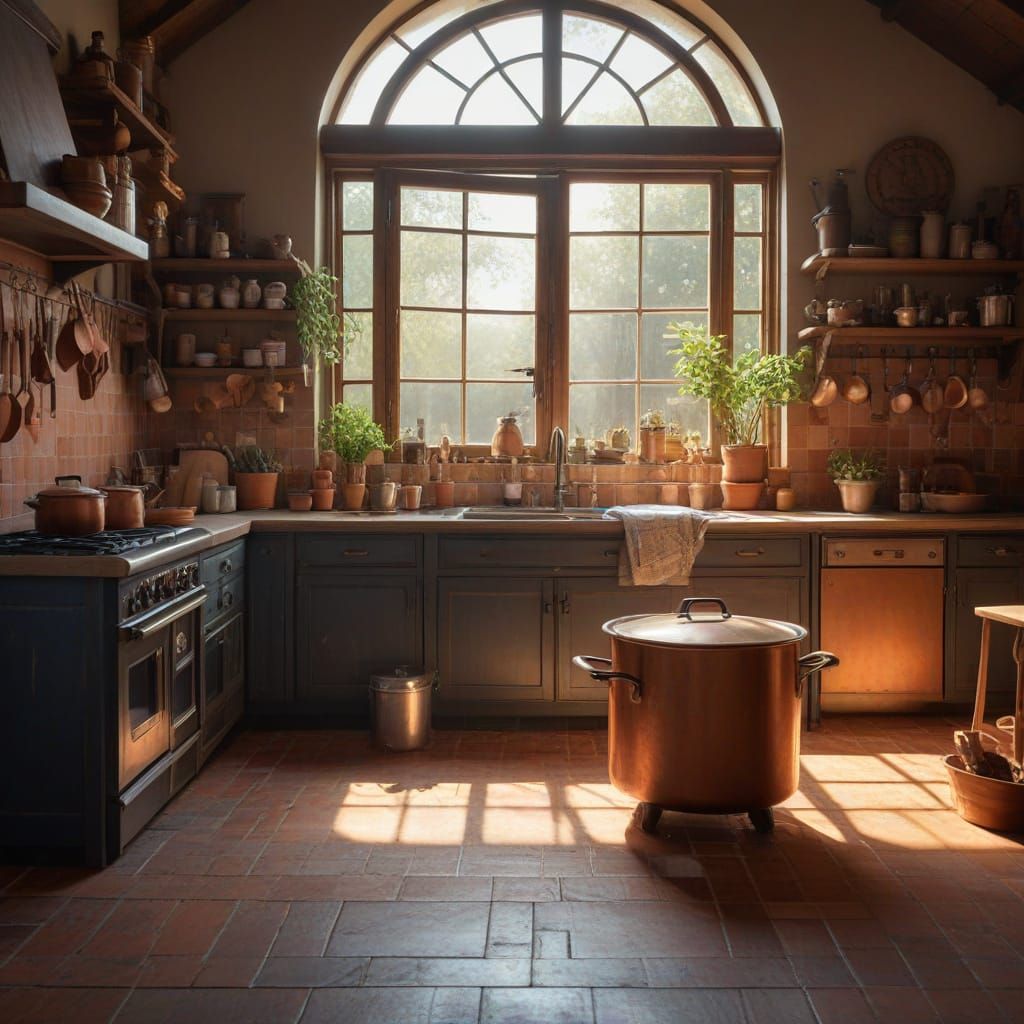 Warmth of a Vintage Kitchen in Cinematic Style